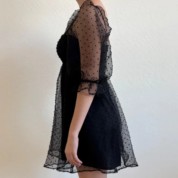 Allison + Kelly Black Babydoll mini dress, Size XS, party , romantic - Picture 6 of 9